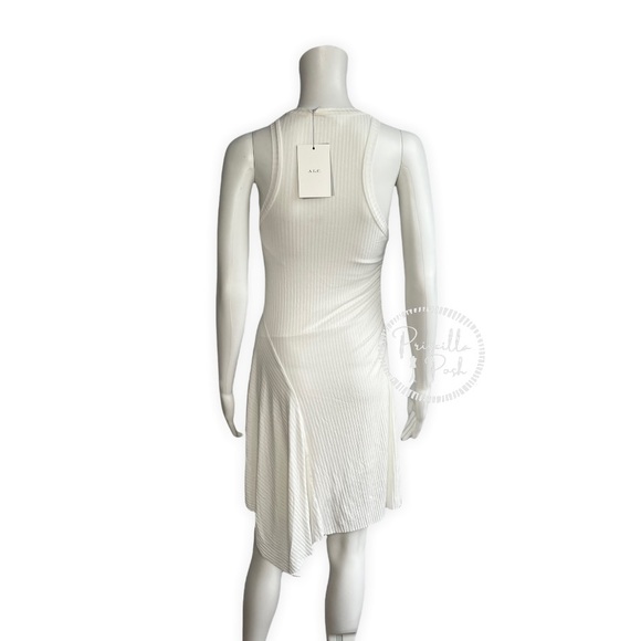 NWT A.L.C. White High neck asymmetric ribbed Bea Dress - Picture 6 of 12